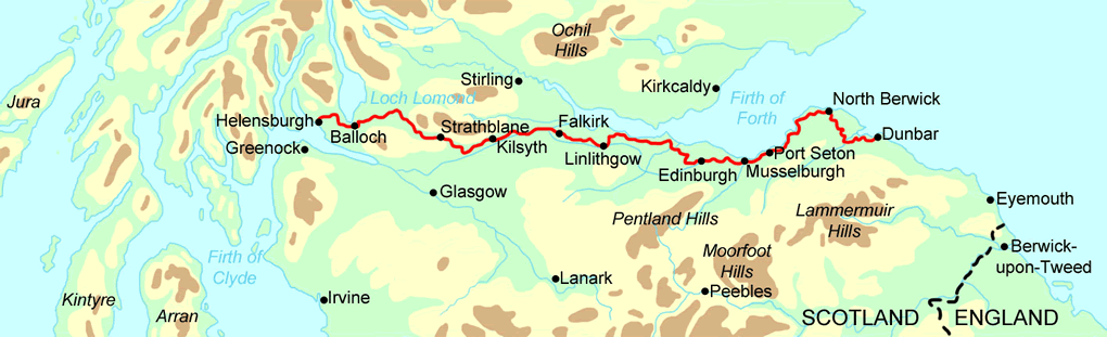 John Muir Way Trail Running map